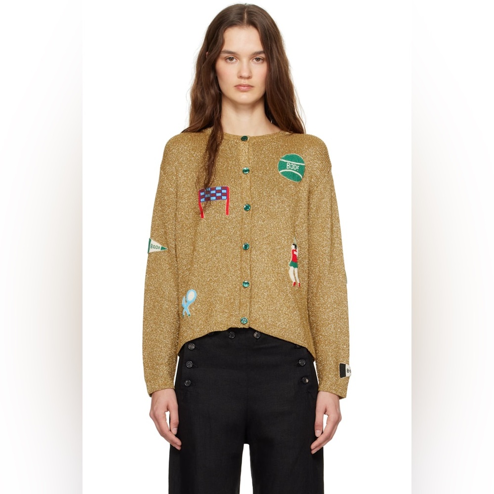 Bode Gold Game Point Cardigan - NWOT
